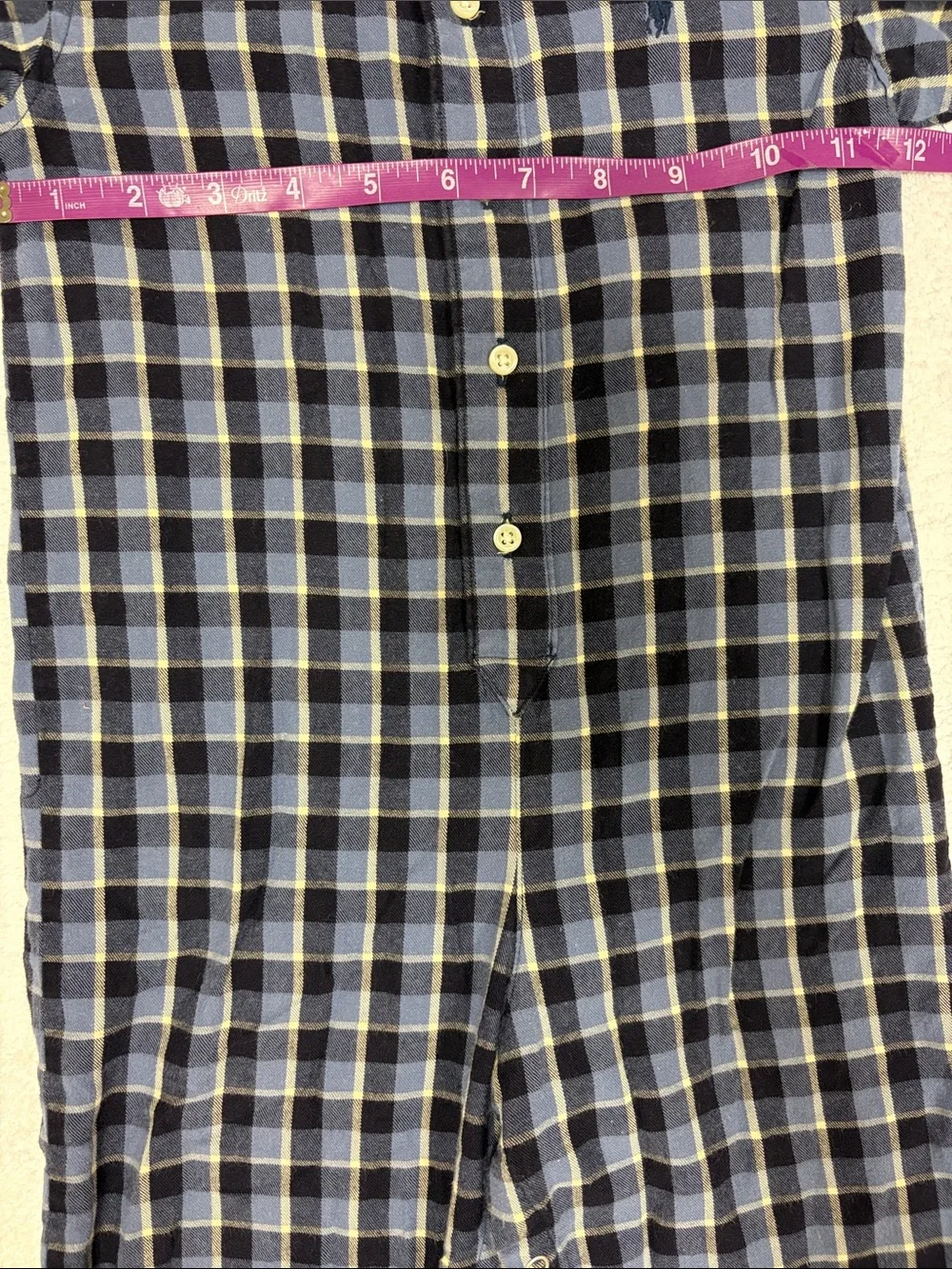 Ralph Lauren Navy Blue and White Plaid Cotton button down One-Piece 12/18m